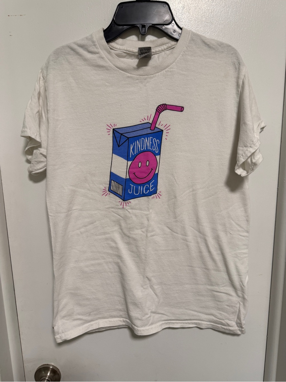Kindness juice White T-Shirt with Pink & Blue 'Kindness Juice' Print